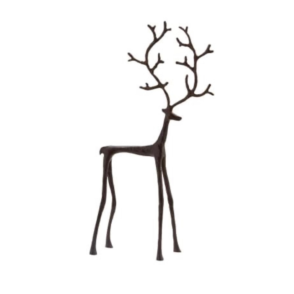 Pottery Barn Medium Bronze Sculpted Reindeer NWT